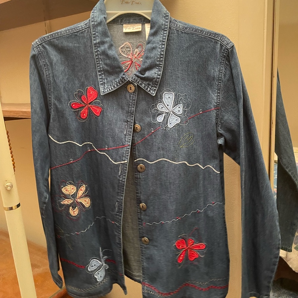 Vintage Floral embroidered jean jacket Bobbie brooks
